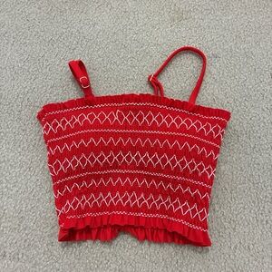 Xhilaration Red Smocked Swim Top